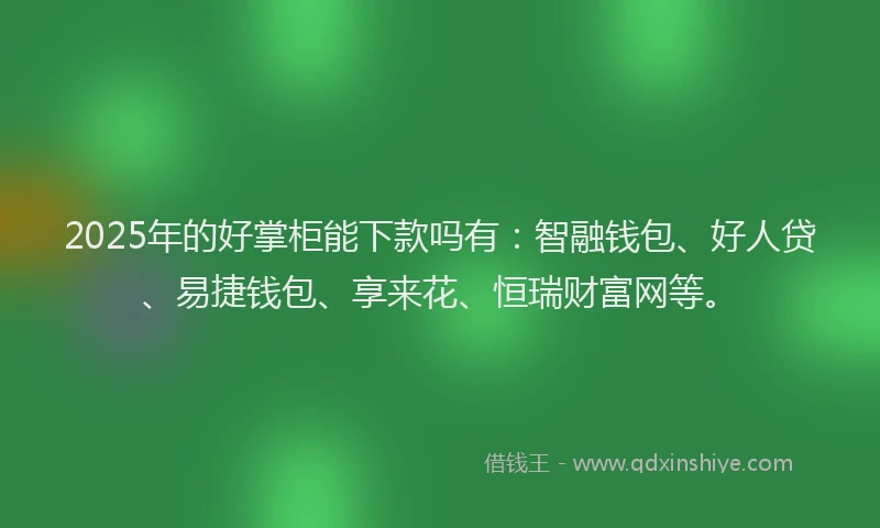 2025年的好掌柜能下款吗有：智融钱包、好人贷、易捷钱包、享来花、恒瑞财富网等。