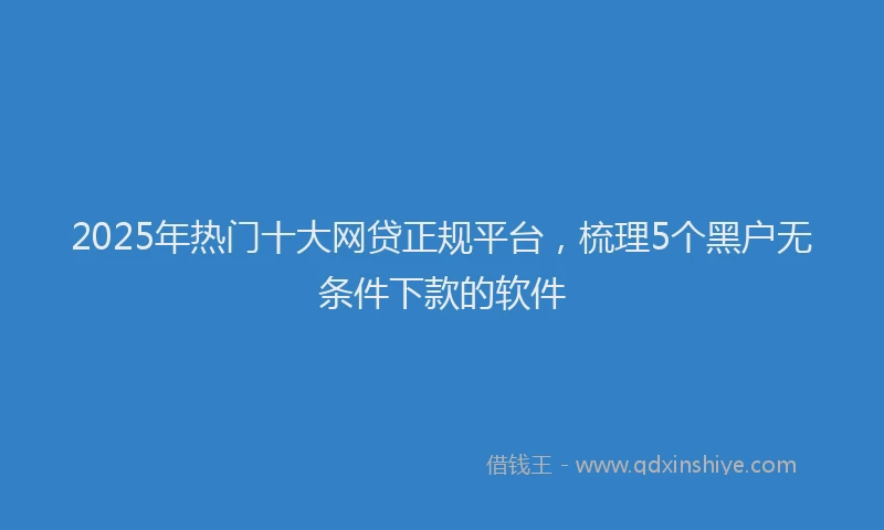 2025年热门十大网贷正规平台，梳理5个黑户无条件下款的软件