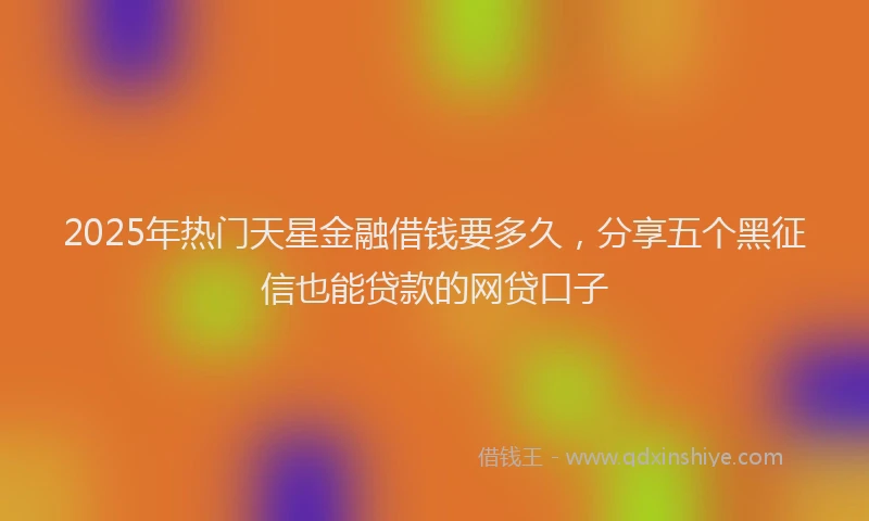 2025年热门天星金融借钱要多久，分享五个黑征信也能贷款的网贷口子