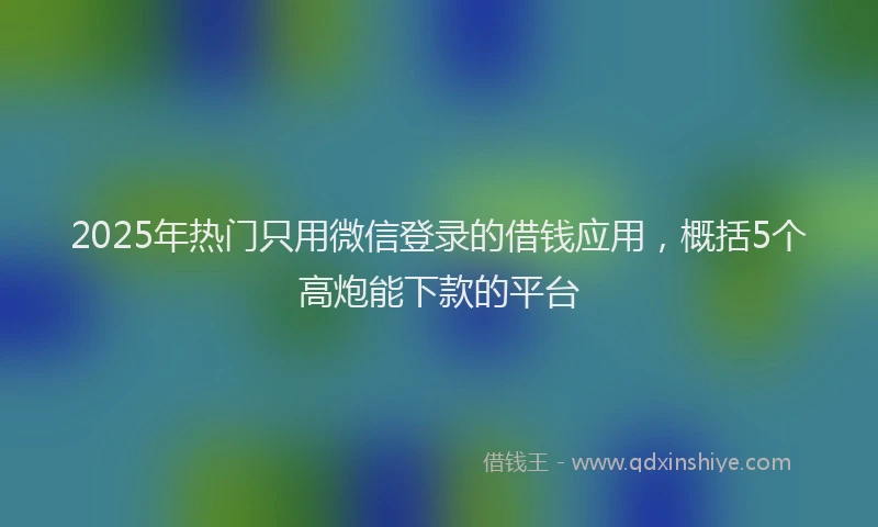 2025年热门只用微信登录的借钱应用，概括5个高炮能下款的平台