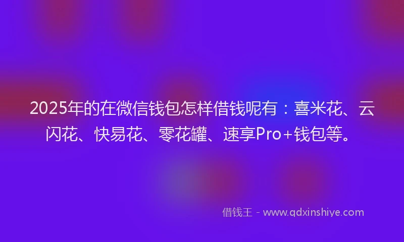 2025年的在微信钱包怎样借钱呢有：喜米花、云闪花、快易花、零花罐、速享Pro+钱包等。