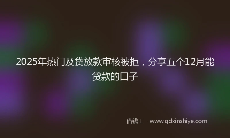 2025年热门及贷放款审核被拒，分享五个12月能贷款的口子