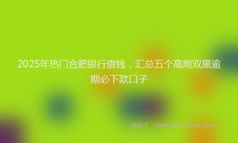 2025年热门合肥银行借钱，汇总五个高炮双黑逾期必下款口子