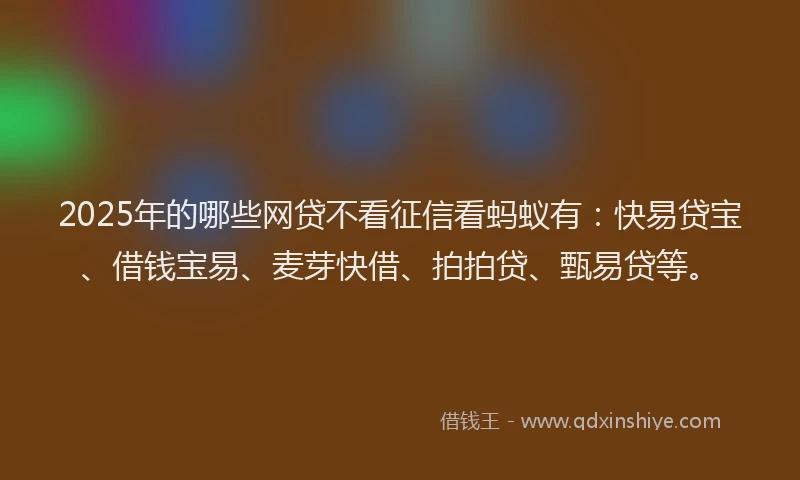 2025年的哪些网贷不看征信看蚂蚁有：快易贷宝、借钱宝易、麦芽快借、拍拍贷、甄易贷等。