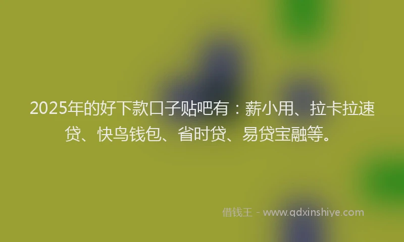 2025年的好下款口子贴吧有：薪小用、拉卡拉速贷、快鸟钱包、省时贷、易贷宝融等。