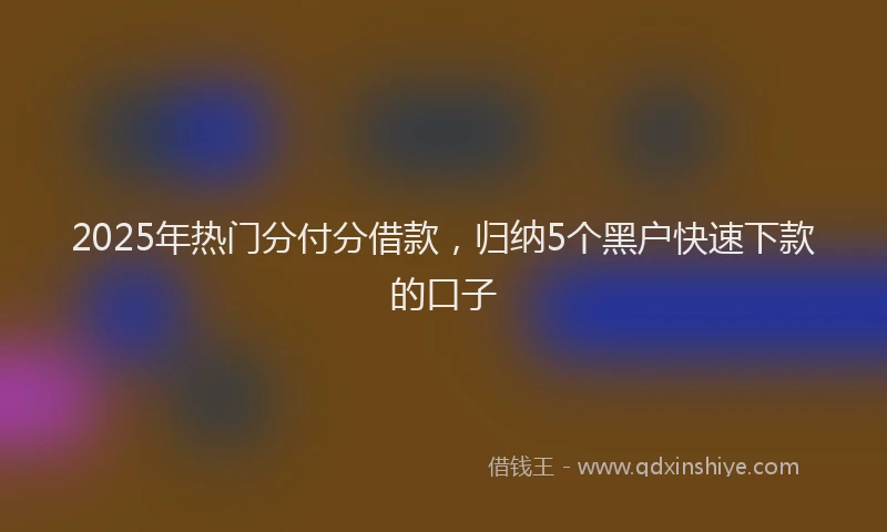 2025年热门分付分借款，归纳5个黑户快速下款的口子