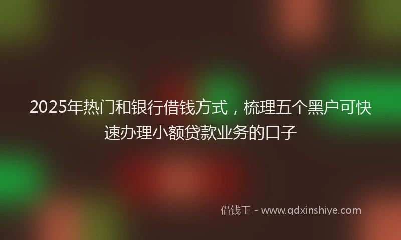 2025年热门和银行借钱方式，梳理五个黑户可快速办理小额贷款业务的口子