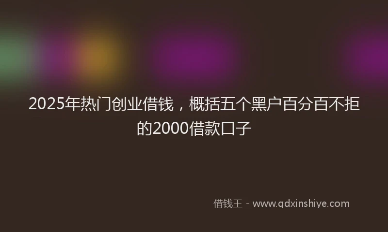 2025年热门创业借钱，概括五个黑户百分百不拒的2000借款口子