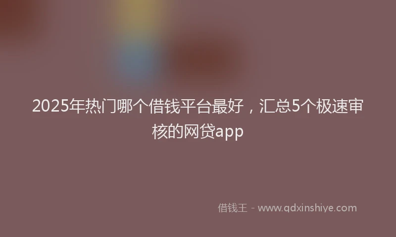 2025年热门哪个借钱平台最好，汇总5个极速审核的网贷app