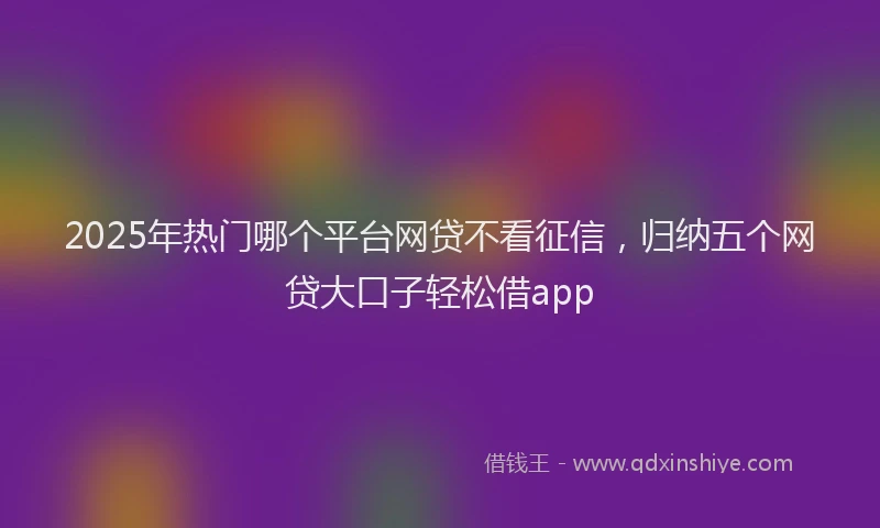 2025年热门哪个平台网贷不看征信，归纳五个网贷大口子轻松借app