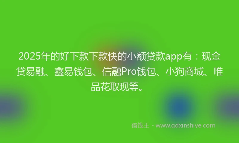 2025年的好下款下款快的小额贷款app有：现金贷易融、鑫易钱包、信融Pro钱包、小狗商城、唯品花取现等。