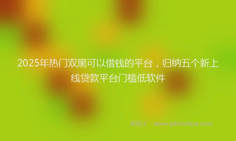 2025年热门双黑可以借钱的平台，归纳五个新上线贷款平台门槛低软件