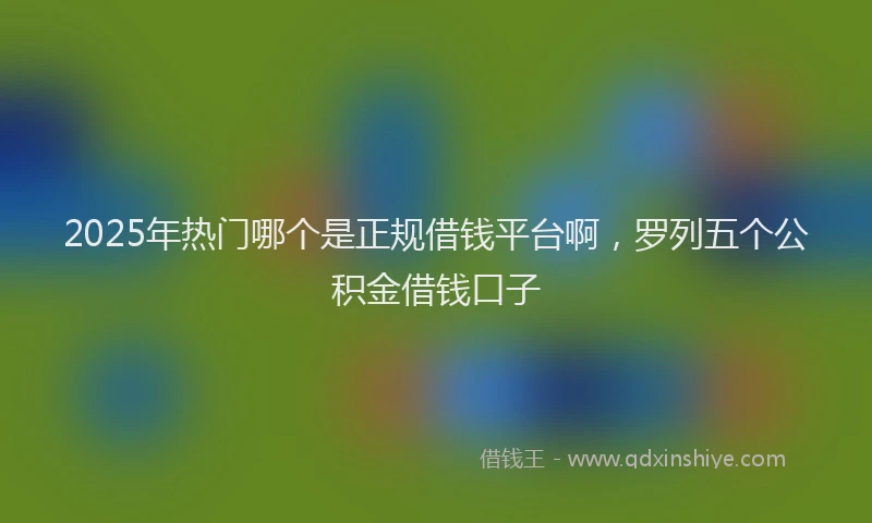 2025年热门哪个是正规借钱平台啊，罗列五个公积金借钱口子