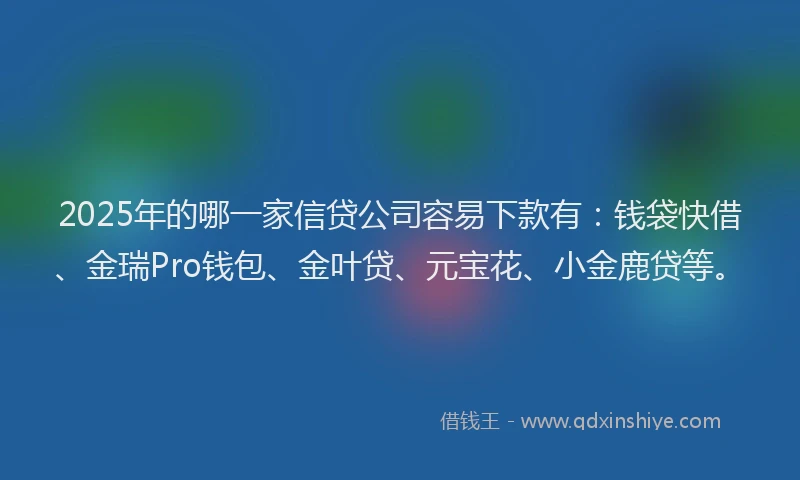 2025年的哪一家信贷公司容易下款有：钱袋快借、金瑞Pro钱包、金叶贷、元宝花、小金鹿贷等。