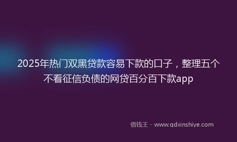 2025年热门双黑贷款容易下款的口子，整理五个不看征信负债的网贷百分百下款app