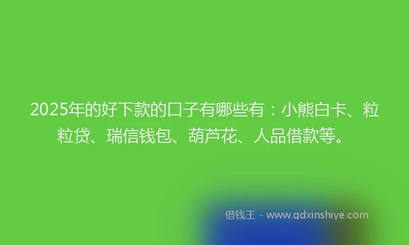 2025年的好下款的口子有哪些有：小熊白卡、粒粒贷、瑞信钱包、葫芦花、人品借款等。