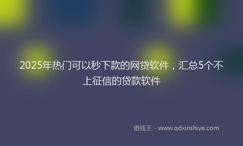 2025年热门可以秒下款的网贷软件，汇总5个不上征信的贷款软件