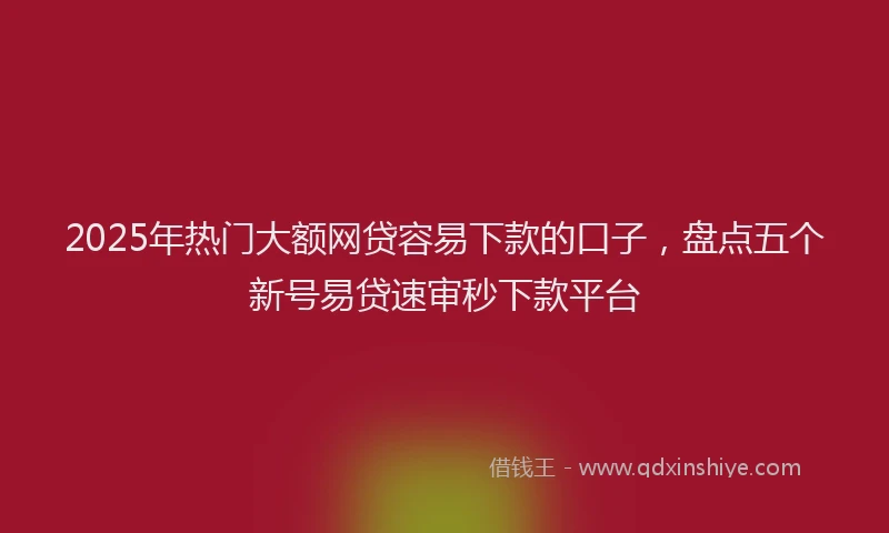 2025年热门大额网贷容易下款的口子，盘点五个新号易贷速审秒下款平台