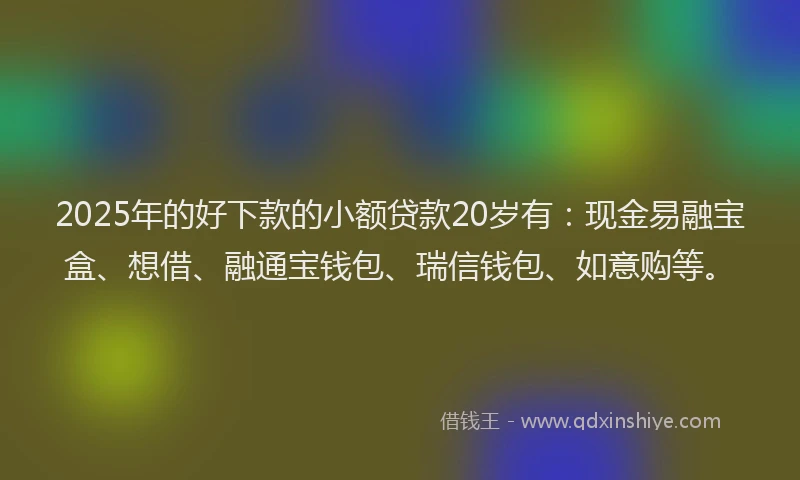 2025年的好下款的小额贷款20岁有：现金易融宝盒、想借、融通宝钱包、瑞信钱包、如意购等。