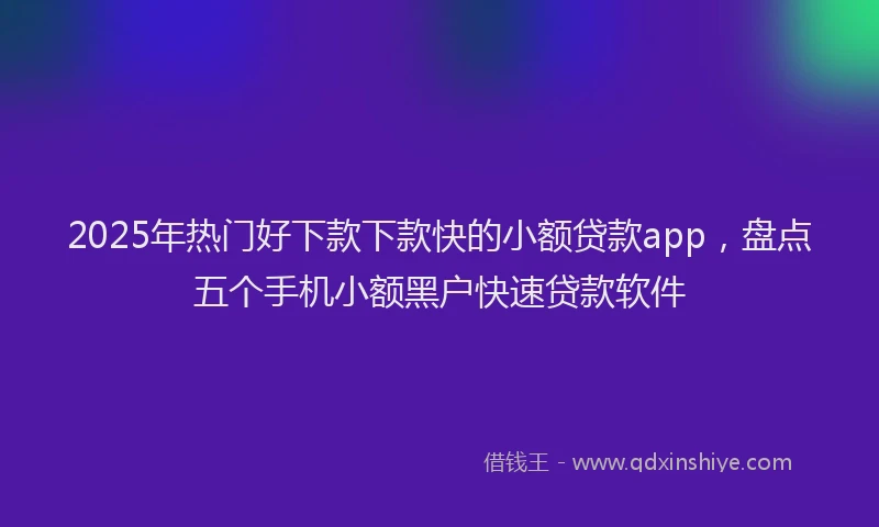2025年热门好下款下款快的小额贷款app，盘点五个手机小额黑户快速贷款软件