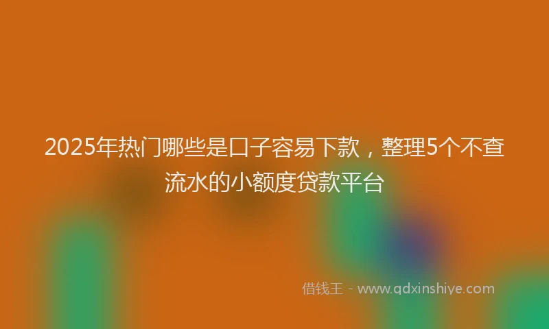2025年热门哪些是口子容易下款，整理5个不查流水的小额度贷款平台