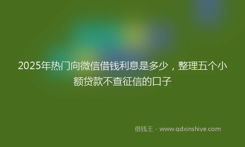 2025年热门向微信借钱利息是多少，整理五个小额贷款不查征信的口子