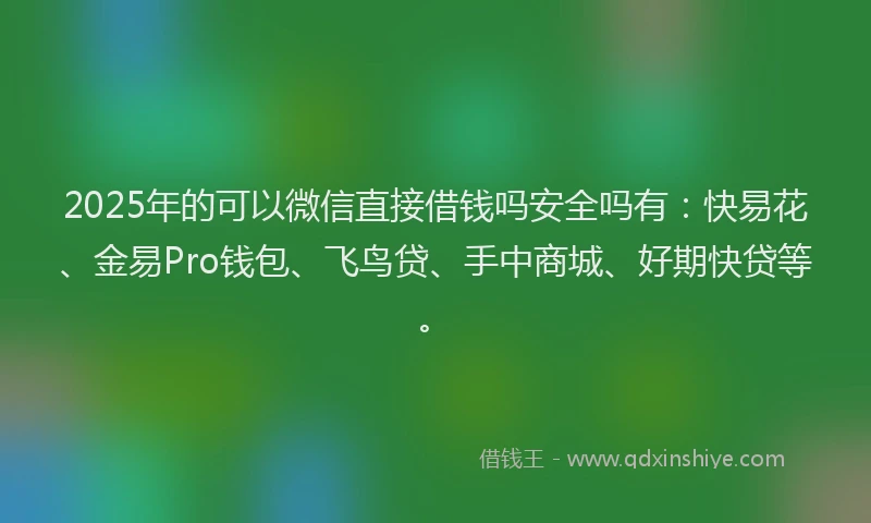 2025年的可以微信直接借钱吗安全吗有：快易花、金易Pro钱包、飞鸟贷、手中商城、好期快贷等。