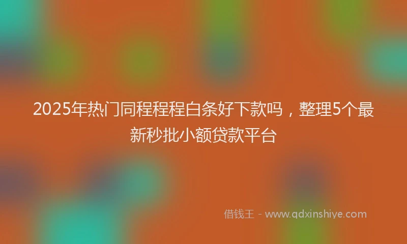2025年热门同程程程白条好下款吗，整理5个最新秒批小额贷款平台