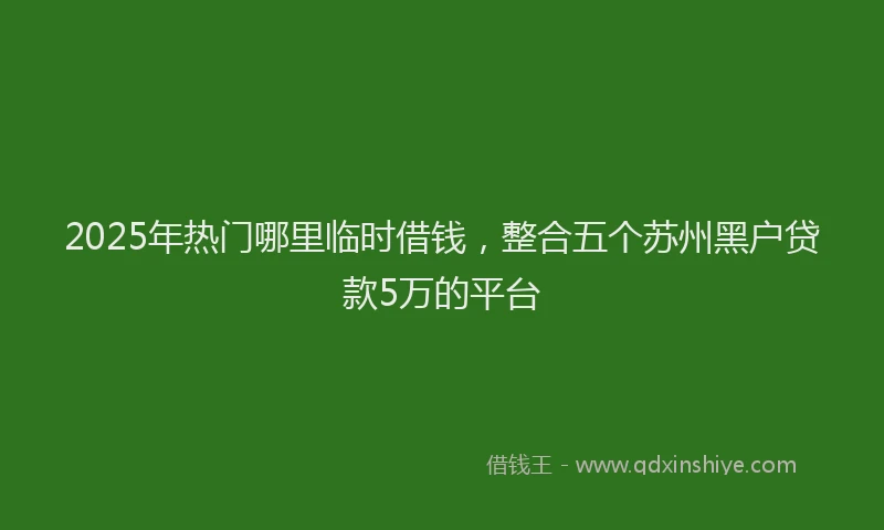 2025年热门哪里临时借钱，整合五个苏州黑户贷款5万的平台