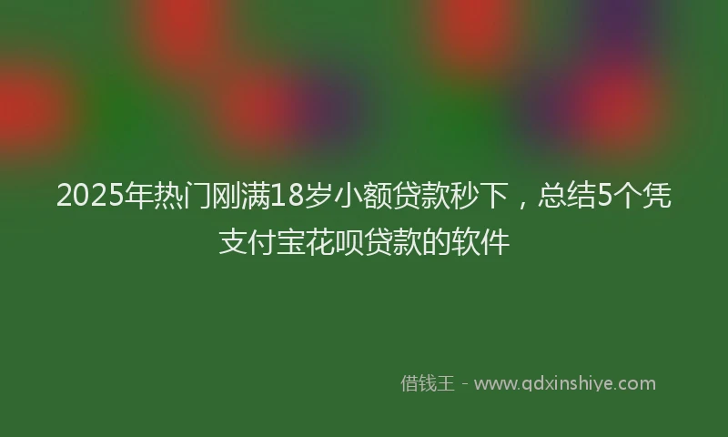2025年热门刚满18岁小额贷款秒下，总结5个凭支付宝花呗贷款的软件