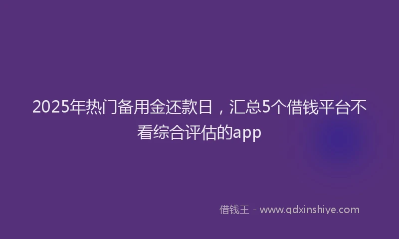 2025年热门备用金还款日，汇总5个借钱平台不看综合评估的app