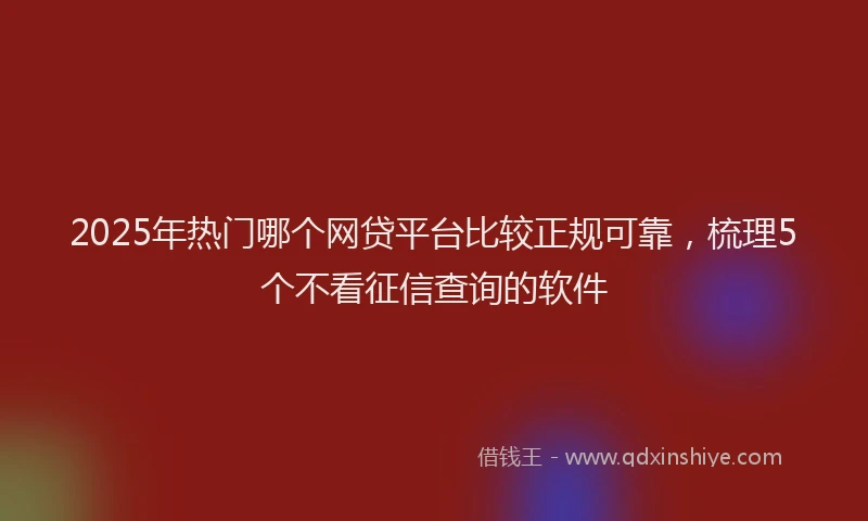2025年热门哪个网贷平台比较正规可靠，梳理5个不看征信查询的软件