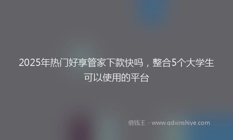2025年热门好享管家下款快吗，整合5个大学生可以使用的平台