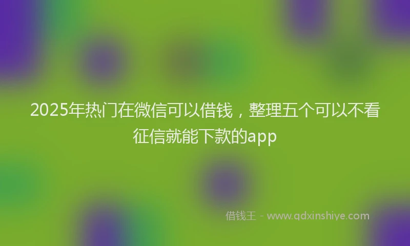 2025年热门在微信可以借钱，整理五个可以不看征信就能下款的app