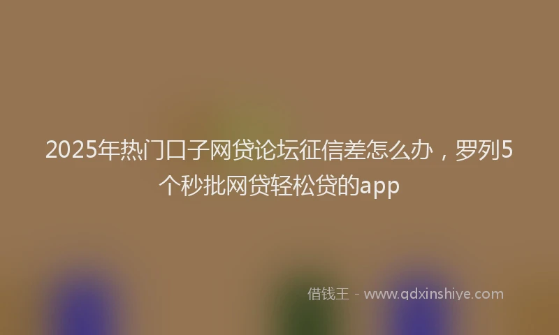 2025年热门口子网贷论坛征信差怎么办，罗列5个秒批网贷轻松贷的app