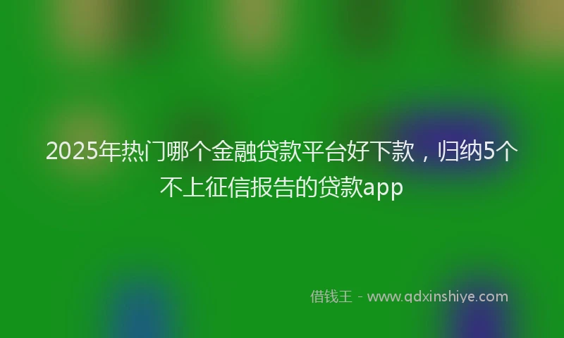 2025年热门哪个金融贷款平台好下款，归纳5个不上征信报告的贷款app