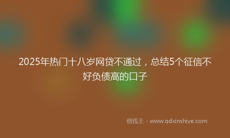 2025年热门十八岁网贷不通过，总结5个征信不好负债高的口子