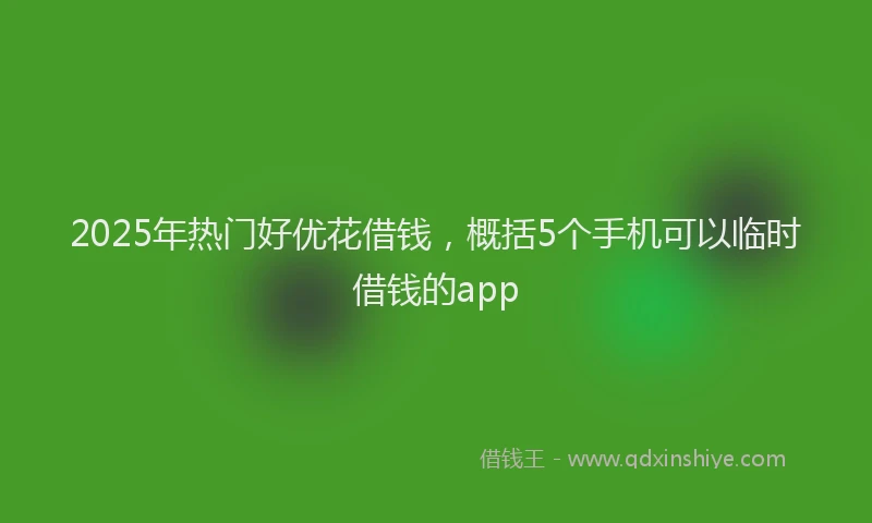 2025年热门好优花借钱，概括5个手机可以临时借钱的app