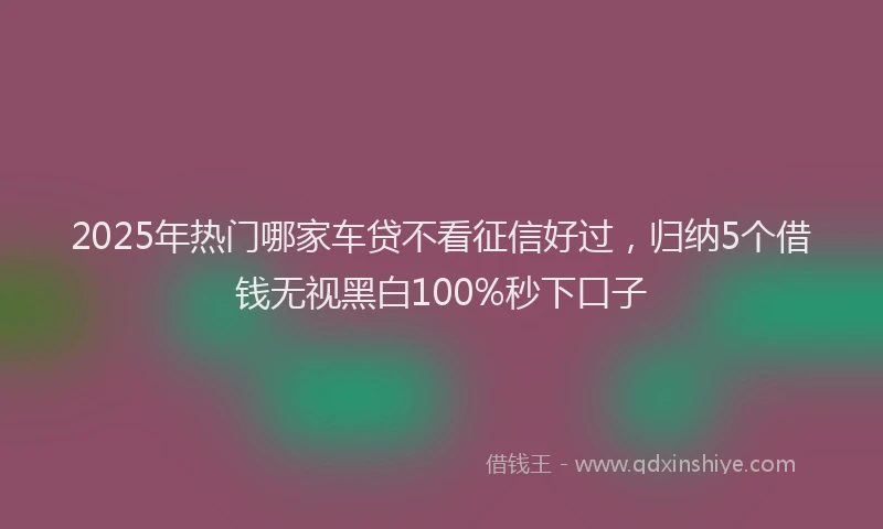 2025年热门哪家车贷不看征信好过，归纳5个借钱无视黑白100%秒下口子