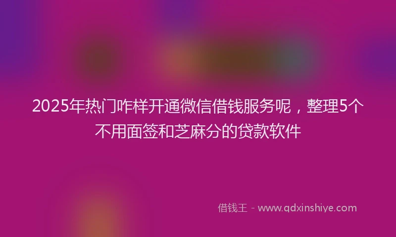 2025年热门咋样开通微信借钱服务呢，整理5个不用面签和芝麻分的贷款软件