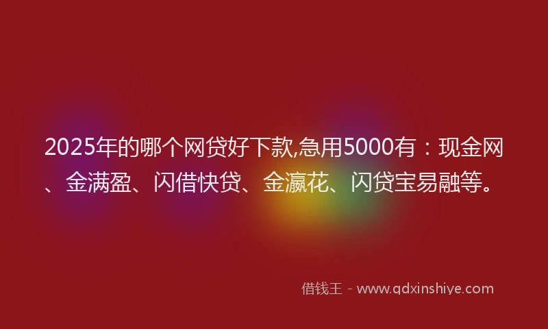 2025年的哪个网贷好下款,急用5000有：现金网、金满盈、闪借快贷、金瀛花、闪贷宝易融等。