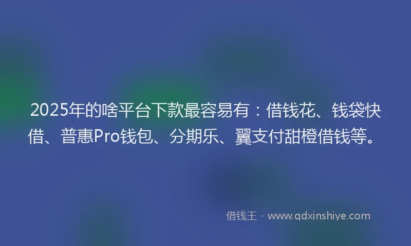2025年的啥平台下款最容易有：借钱花、钱袋快借、普惠Pro钱包、分期乐、翼支付甜橙借钱等。