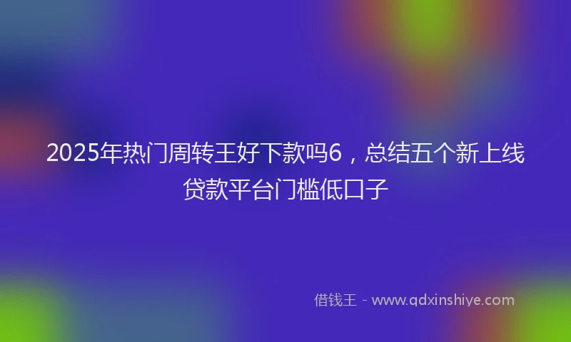 2025年热门周转王好下款吗6，总结五个新上线贷款平台门槛低口子