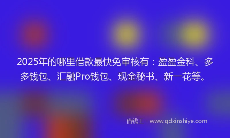 2025年的哪里借款最快免审核有：盈盈金科、多多钱包、汇融Pro钱包、现金秘书、新一花等。