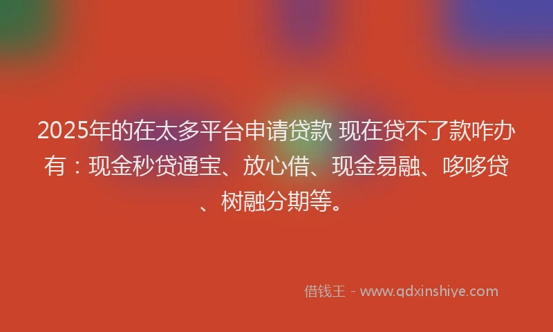 2025年的在太多平台申请贷款 现在贷不了款咋办有：现金秒贷通宝、放心借、现金易融、哆哆贷、树融分期等。
