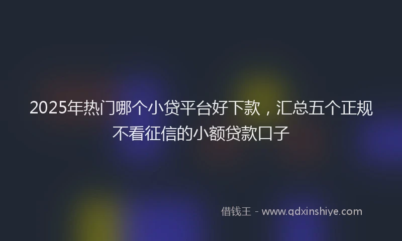 2025年热门哪个小贷平台好下款，汇总五个正规不看征信的小额贷款口子