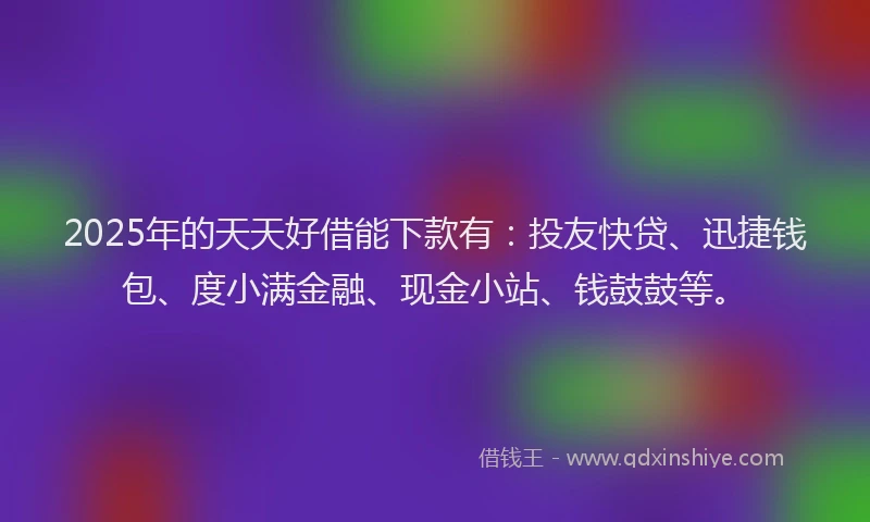 2025年的天天好借能下款有：投友快贷、迅捷钱包、度小满金融、现金小站、钱鼓鼓等。