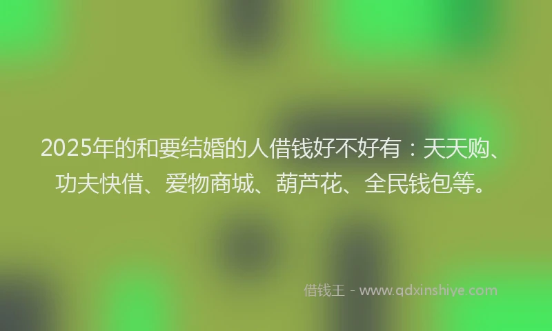 2025年的和要结婚的人借钱好不好有：天天购、功夫快借、爱物商城、葫芦花、全民钱包等。