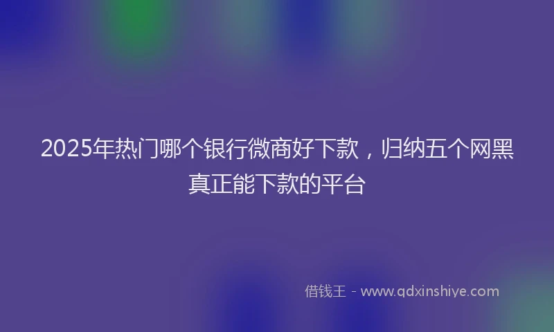 2025年热门哪个银行微商好下款，归纳五个网黑真正能下款的平台
