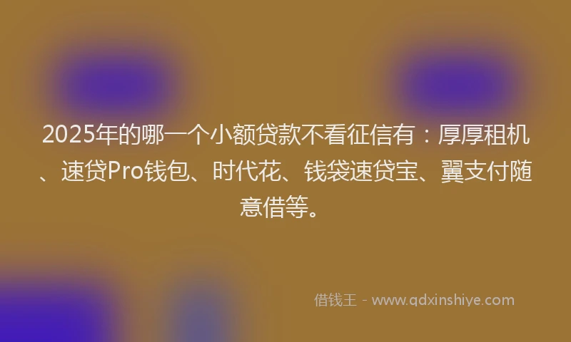 2025年的哪一个小额贷款不看征信有：厚厚租机、速贷Pro钱包、时代花、钱袋速贷宝、翼支付随意借等。